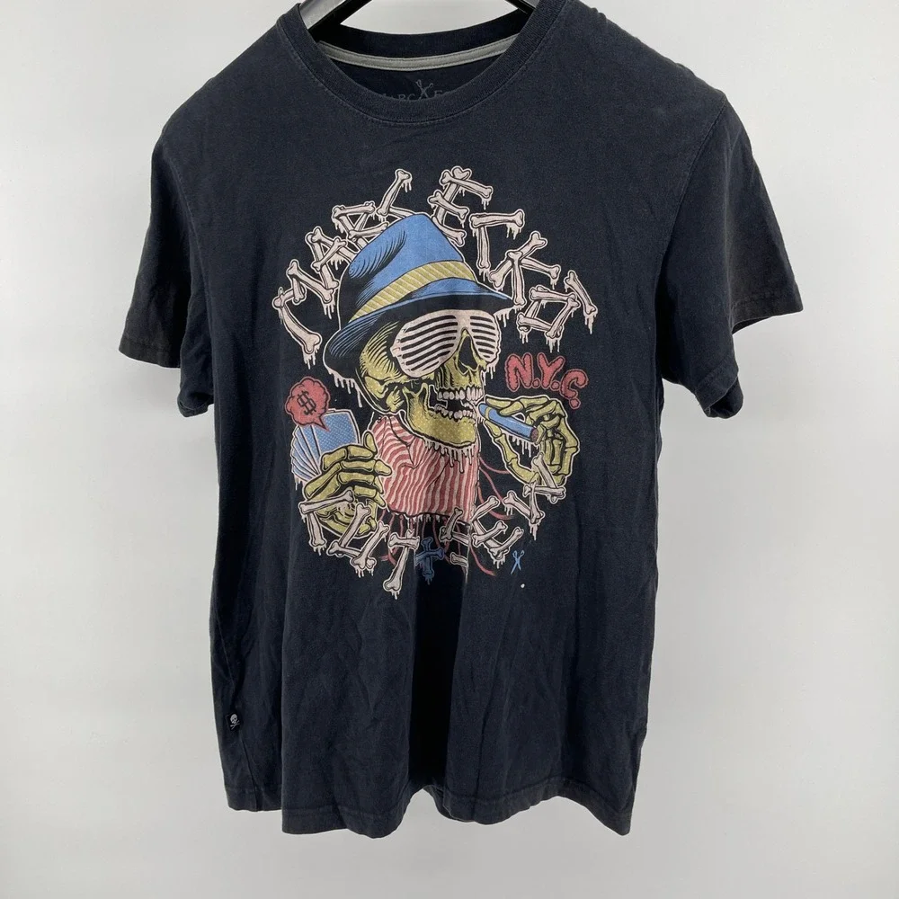 VTG Y2K Marc Ecko Cut‎ Sew Graphic T Shirt Mens Size L Black Skull Cigar NYC